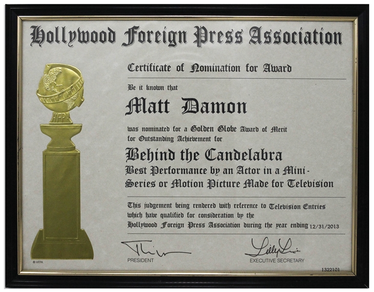 Matt Damon's Golden Globe Nomination for ''Behind the Candelabra''